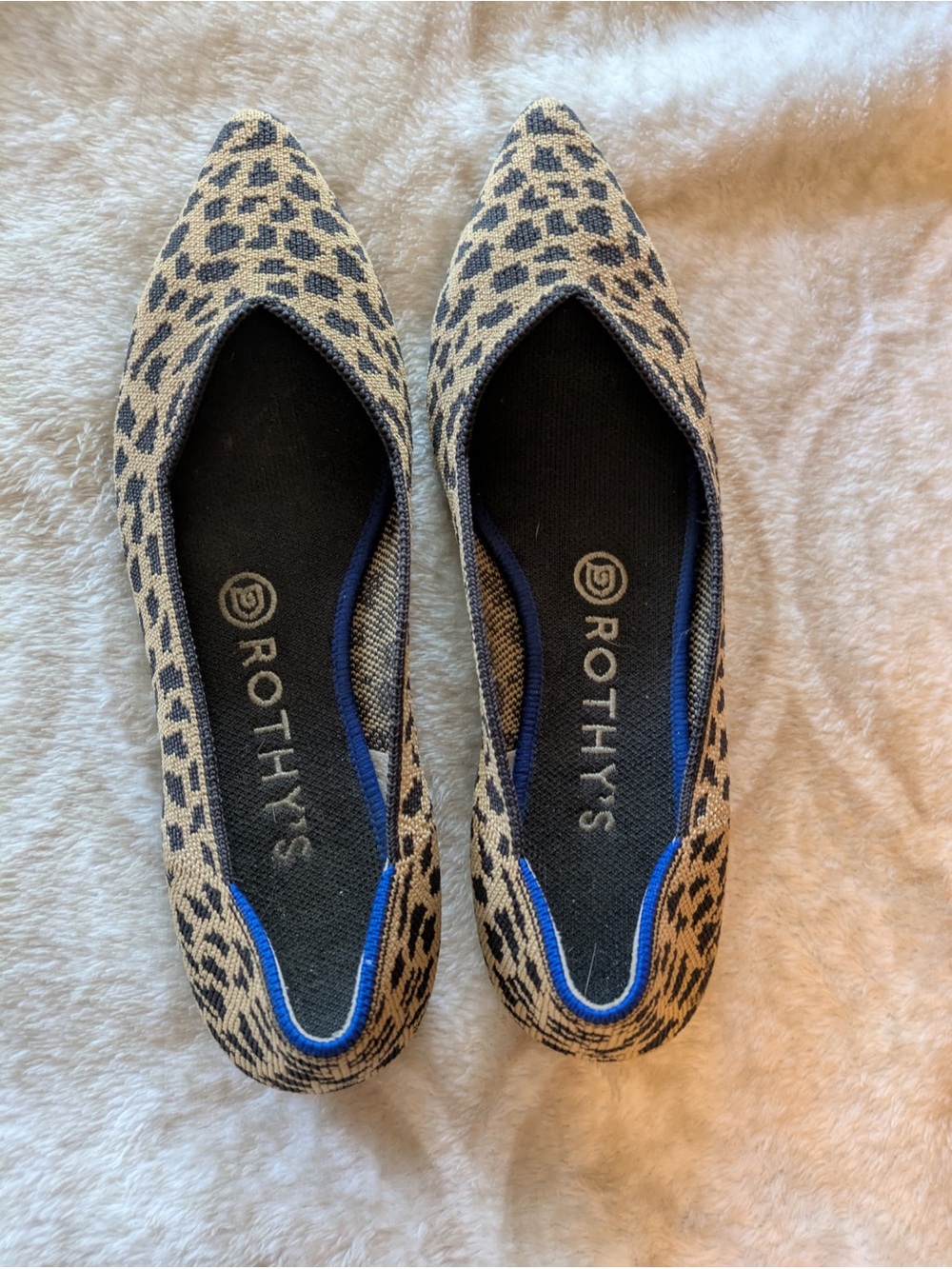 Rothy's Leopard-Print Pointed-Toe Flats in Natural and Black